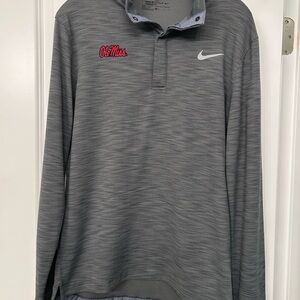 Nike Golf Gray Long Sleeve Mock neck with Ole Miss Embroidery, Men’s M